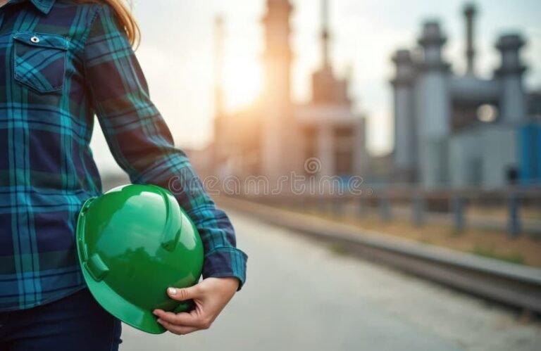 addetto sicurezza sul lavoro con casco e cartellone
