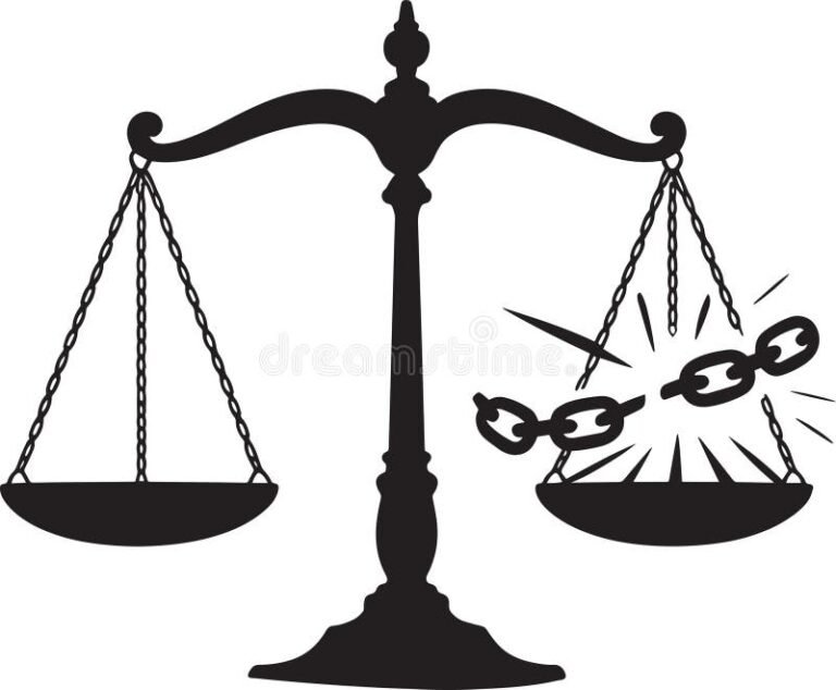 bilancia della giustizia con catene spezzate 1
