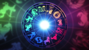 calendari sovrapposti con segni zodiacali colorati