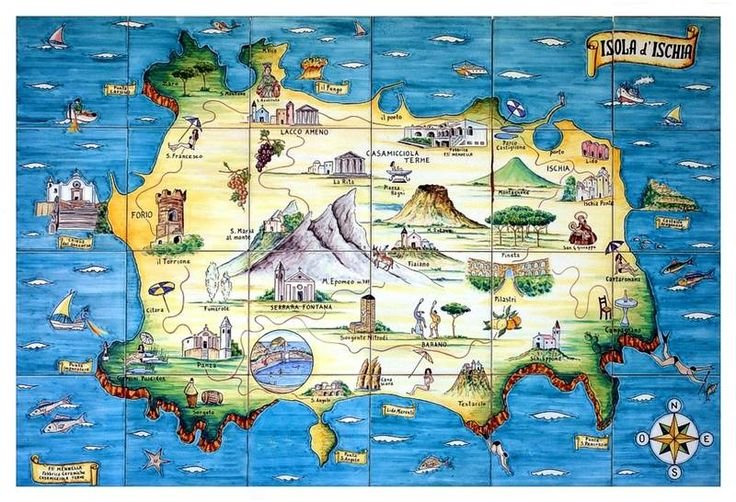 cartina turistica con luoghi dinteresse ischia