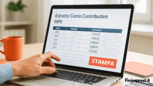 computer con schermata di estratto conto inps