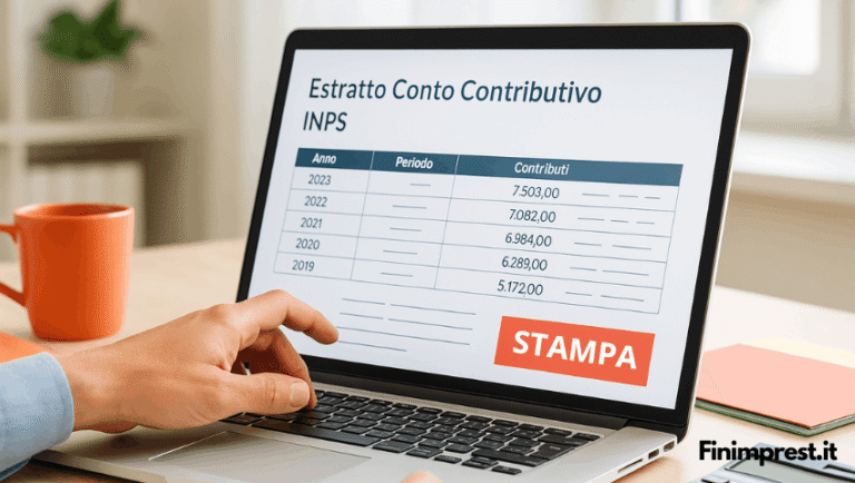 computer con schermata di estratto conto inps