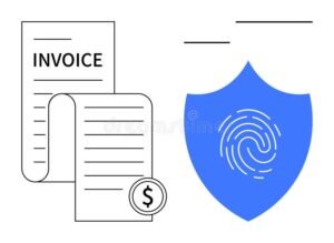 fattura elettronica con simboli di pagamento digitale