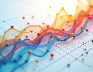 grafico colorato con linee finanziarie ondulate