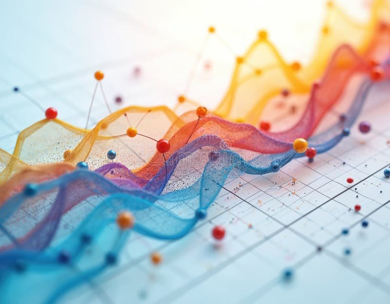 grafico colorato con linee finanziarie ondulate
