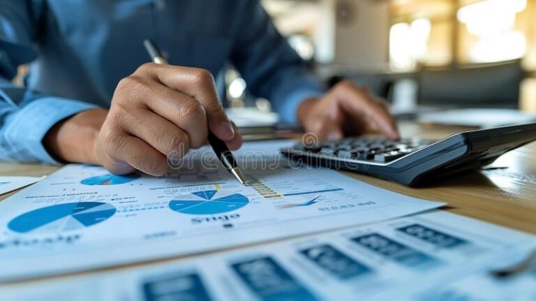 imprenditore che analizza documenti finanziari aziendali