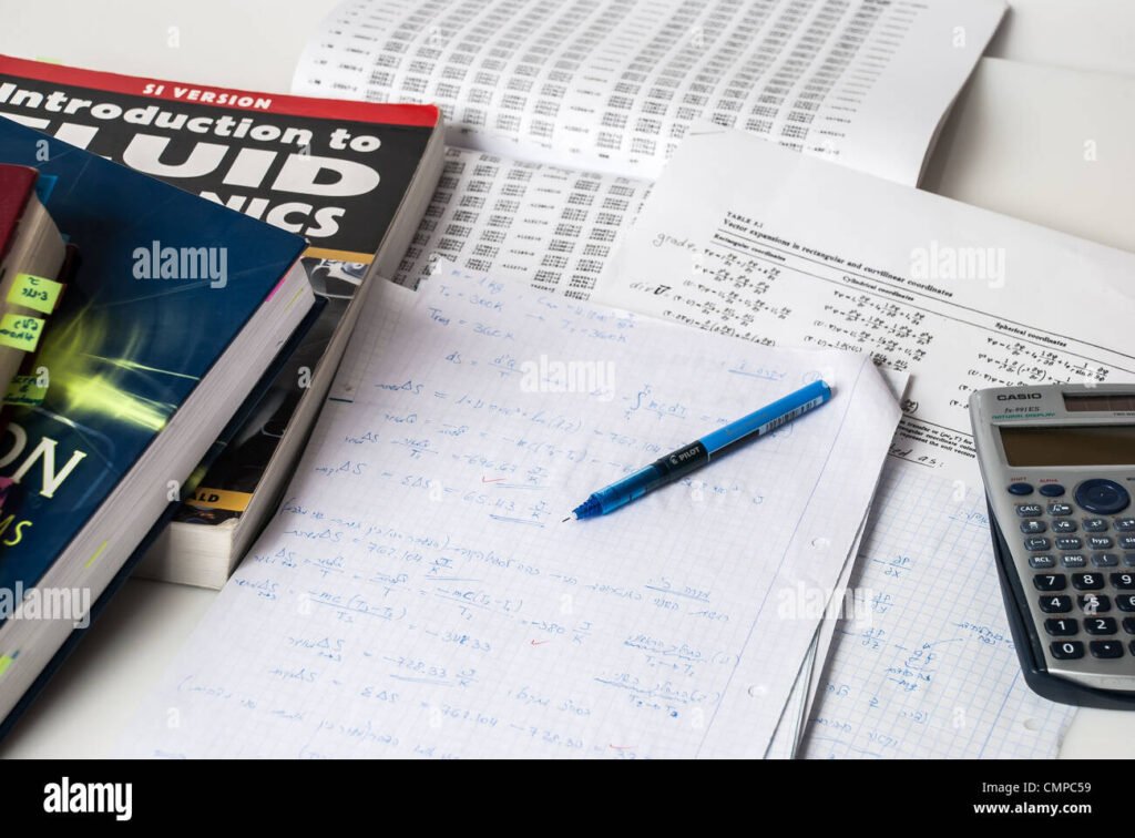 ingegnere con libri e calcolatrice