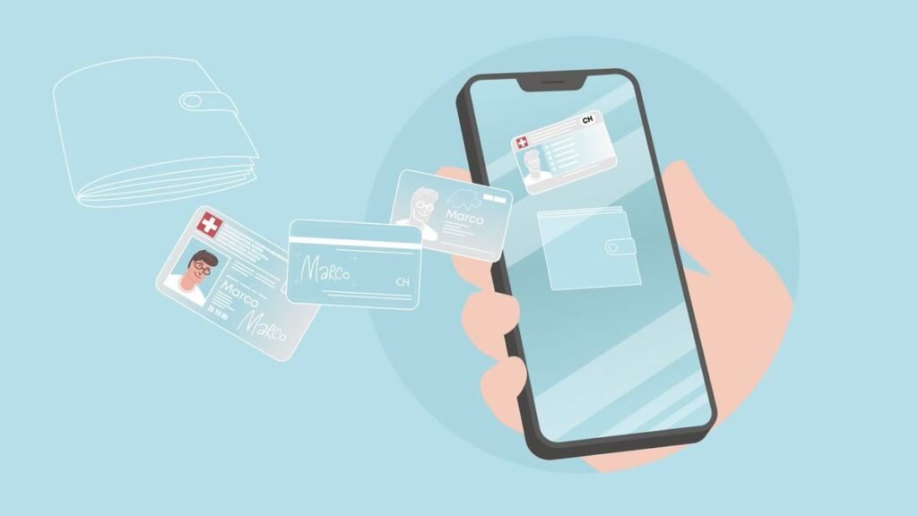 mano che tiene carta didentita elettronica