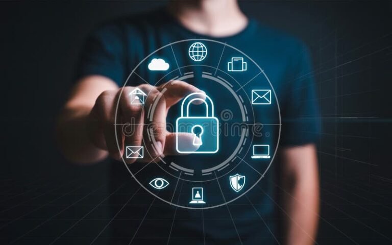 persona che protegge dati digitali sensibili