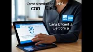 persona che usa computer con il sito inps aperto