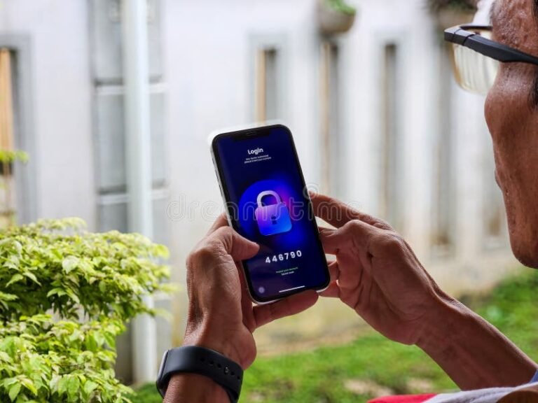 persona che usa smartphone per autenticarsi online