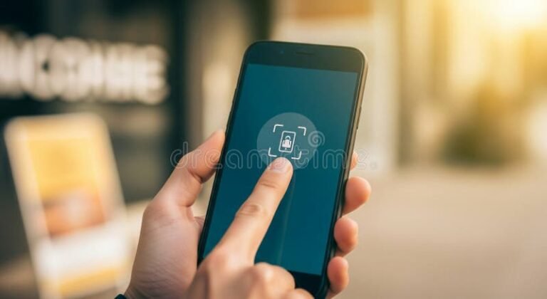 persona che usa smartphone per autenticazione digitale 1