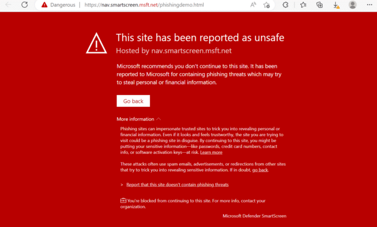 schermo computer con blocco sito web visibile