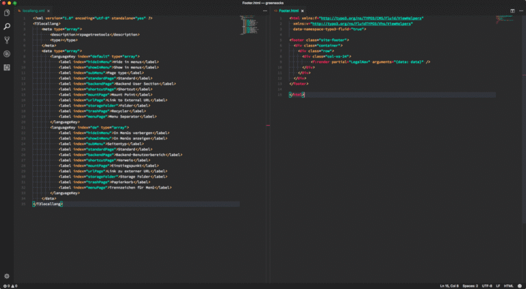 screenshot codice xml con evidenziazione colori