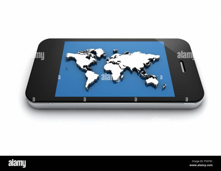 smartphone con la mappa del mondo sullo schermo