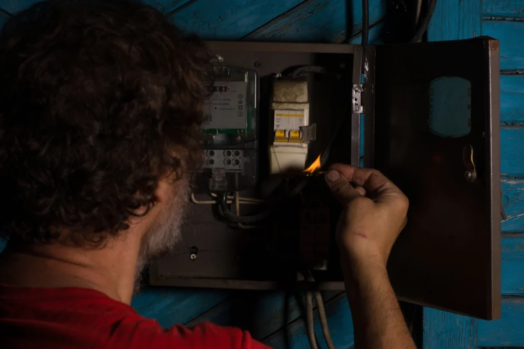 Chi Chiamare Se Va Via La Luce Guida Ai Numeri Utili E Procedure 2 tecnico elettricista con torcia in casa buia