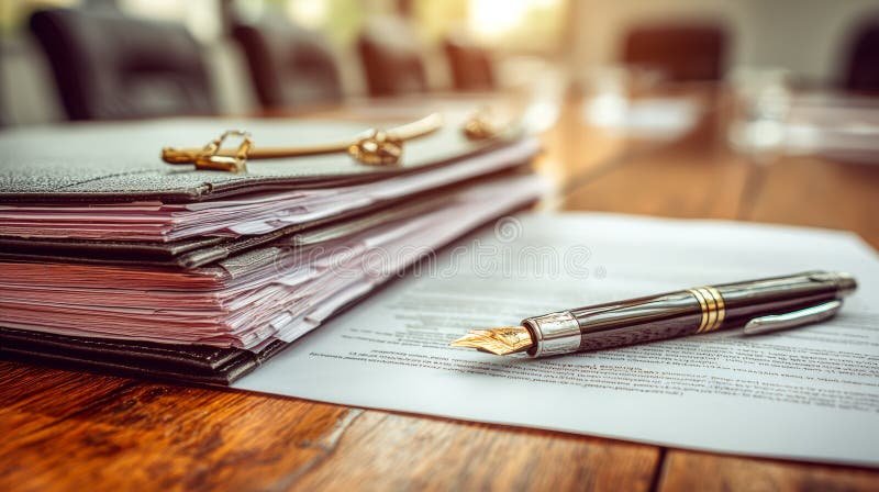 ufficio con documenti e penna elegante