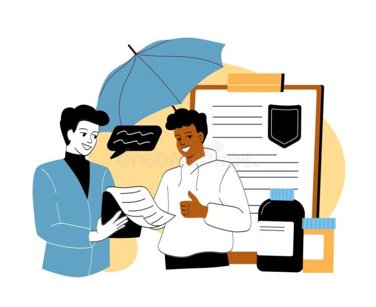 un agente assicurativo che spiega polizza pubblica