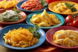 varieta di piatti tradizionali italiani colorati